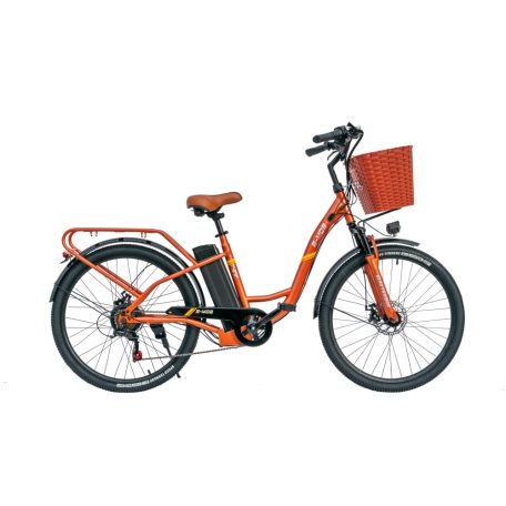 E-mob 26 elektromos kisegítőmotorral szerelt kerékpár barna